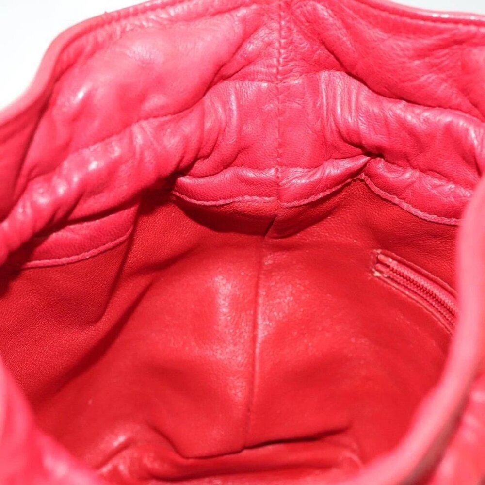 CHANEL Matelasse Chain Shoulder Bag Leather Red Gold CC Auth 142310 - Picture 11 of 16